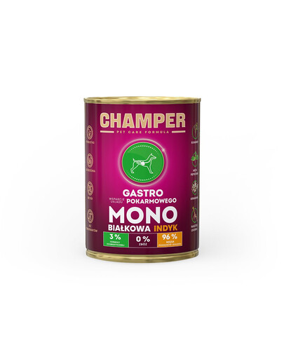 CHAMPER Gastro nourriture pour chien monoprotéine de dinde 400 g