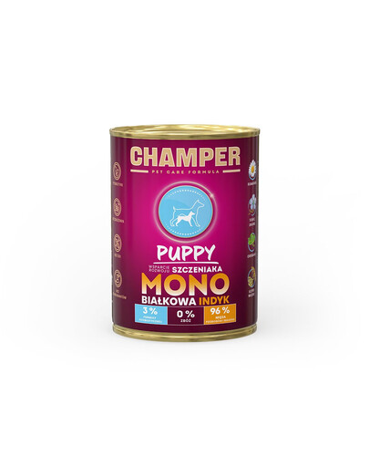 CHAMPER Puppy nourriture pour chiots à base de dinde et de monoprotéines 400 g