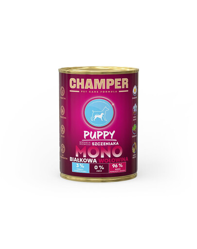 CHAMPER Puppy Aliment mono-protéiné pour chiots à base de bœuf 400 g