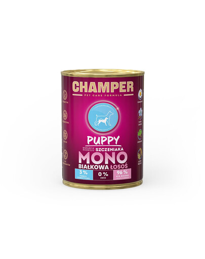 CHAMPER Puppy Nourriture monoprotéinée pour chiots au saumon 400 g