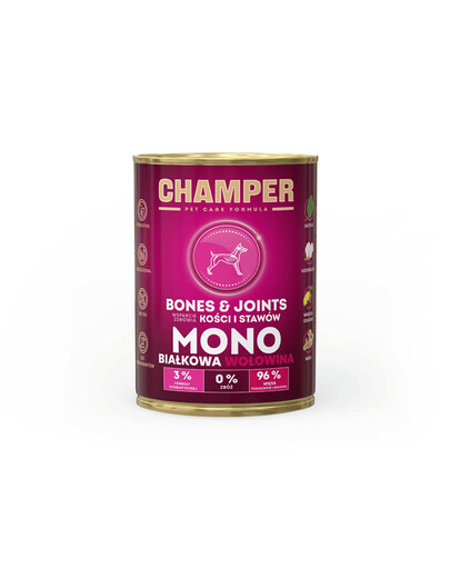 CHAMPER Bones Joints Beef nourriture mono-protéinée pour chiens 400 g