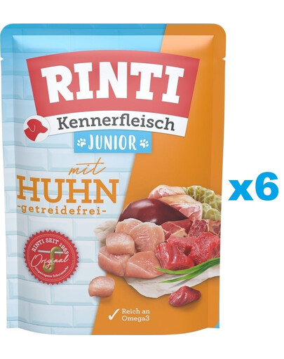 RINTI Kennerfleisch Junior Chicken Kurczak saszetka 6x400 g