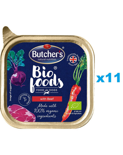 BUTCHER'S BIO foods wołowina 11 x 150 g pasztet dla psa