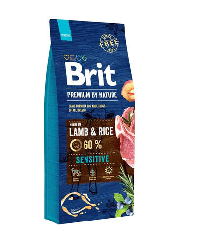 BRIT Premium by Nature Sensitive Lamb Croquettes avec de l'agneau pour les chiens sensibles 15kg + 3kg