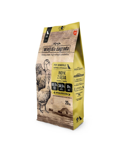 Indyk z gęsią karma dla psów chrupki M 20 kg