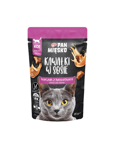 Kawałki w sosie Kurczak z krewetkami mokra karma dla kotów 85 g