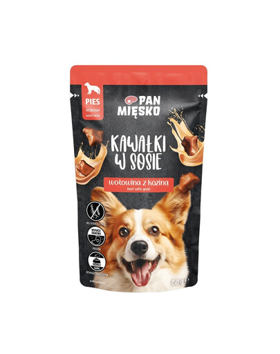 Kawałki w sosie Wołowina z koziną mokra karma dla psów 150 g