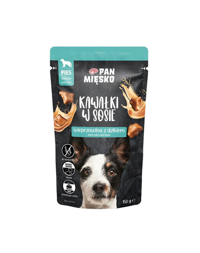 Kawałki w sosie Wieprzowina z dzikiem mokra karma dla psów 150 g