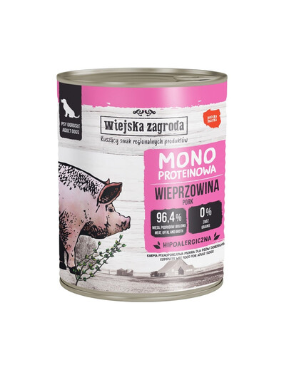 Monobiałkowa Wieprzowina mokra karma dla psów 800 g