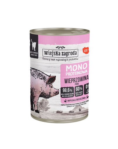 Monobiałkowa Wieprzowina mokra karma dla kotów 400 g