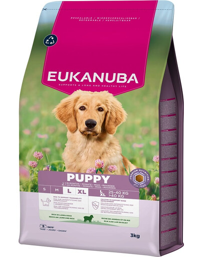 EUKANUBA Puppy Large Breeds Lamb Rice nourriture sèche pour chiots de grandes races riche en agneau et en riz 3kg
