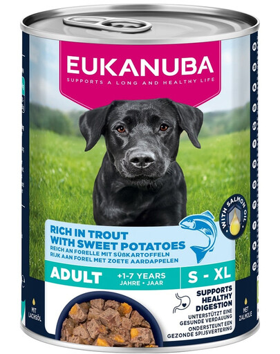 EUKANUBA Life Care Adult Rich in Trout pâté pour chiens riche en truite et patate douce 400g