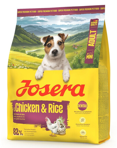 JOSERA Mini Adult Chicken and Rice nourriture sans gluten pour chiens de petites races 900g
