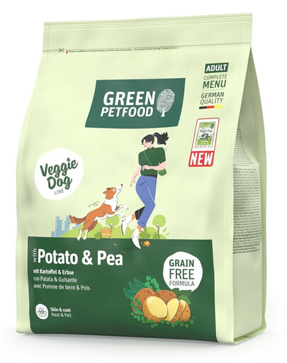 GREEN PETFOOD VeggieDog avec Pomme de Terre et Pois nourriture végétarienne avec pommes de terre et pois pour chiens 900g