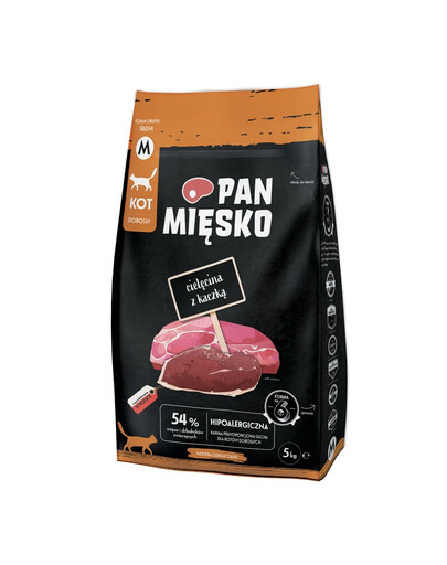 Cielęcina z kaczką dla kotów chrupki M 5 kg