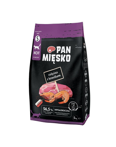 Cielęcina z krewetkami dla kotów chrupki S 5 kg