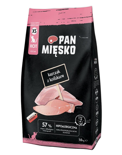 PAN MIĘSKO Poulet et lapin pour chatons croquettes XS 1,6 kg