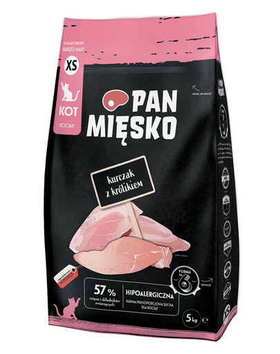 PAN MIĘSKO Poulet et lapin pour chatons croquettes XS 5 kg