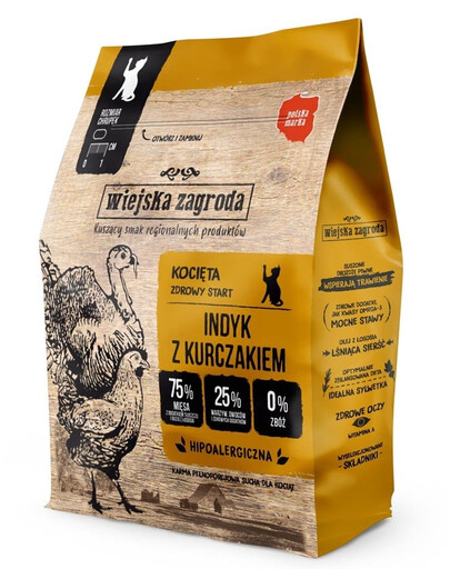 WIEJSKA ZAGRODA Dinde & poulet pour chatons 400 g