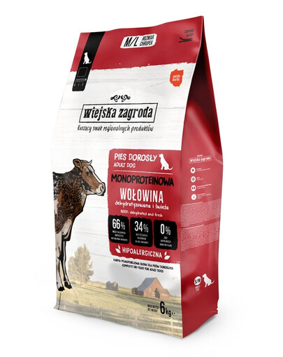 WIEJSKA ZAGRODA Monoprotéine Bœuf – Croquettes pour chiens M/L 6 kg