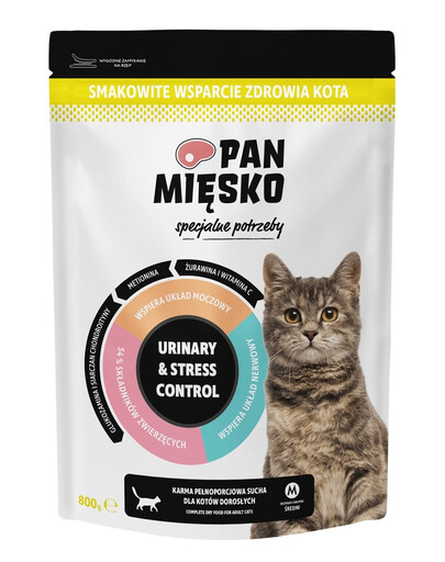 PAN MIĘSKO Besoins spéciaux Urinary & Stress Control pour chats 800 g