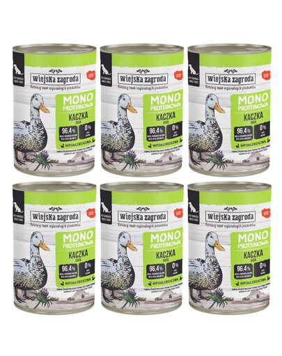 WIEJSKA ZAGRODA Monobiałkowa Kaczka mokra karma dla psów 6x400 g