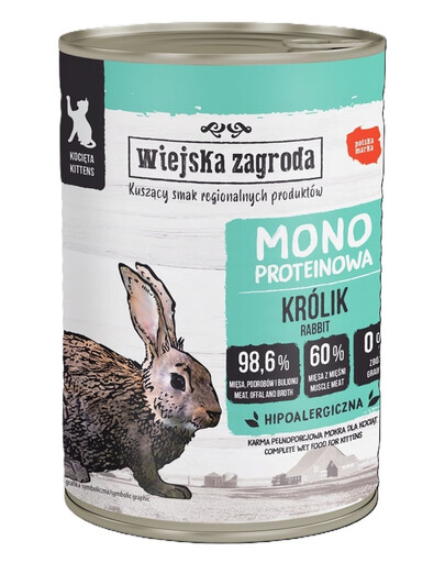 WIEJSKA ZAGRODA Monoprotéine Lapin nourriture humide pour chatons 400 g