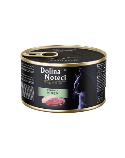 DOLINA NOTECI Premium – Nourriture humide pour chat, riche en oie, 185 g