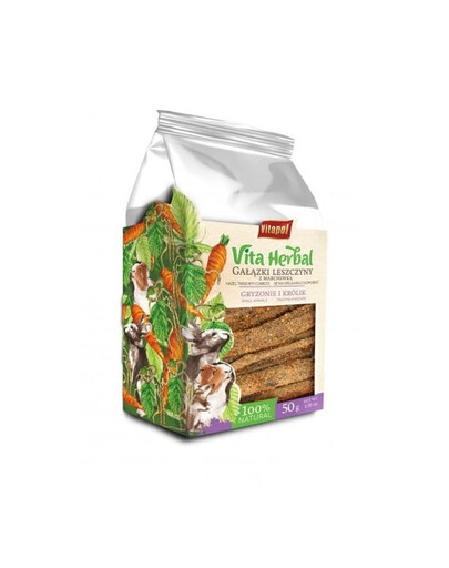 Dla gryzoni i królika gałązki leszczyny z marchewką 50 g