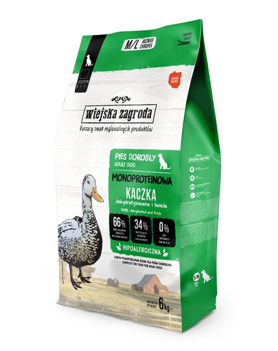 WIEJSKA ZAGRODA Monoprotéine Canard – Croquettes pour chiens M/L 6 kg