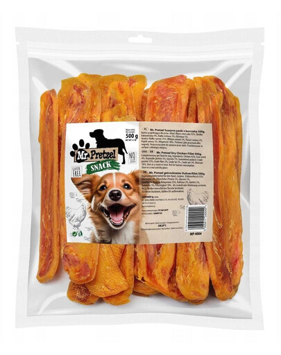 MR. PRETZEL Bandes de poulet séchées 500 g friandise pour chien