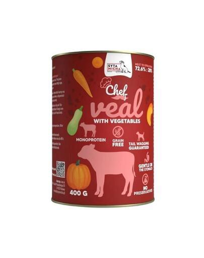 Chef Monoprotein Cielęcina z warzywami 400 g mokra karma dla psów