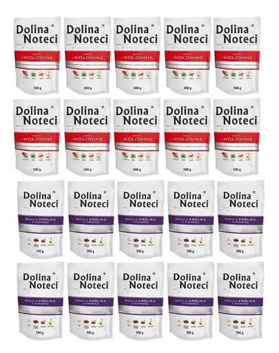 DOLINA NOTECI Premium Mix smaków Bogata w królika z żurawiną i wołowinę 20x500 g