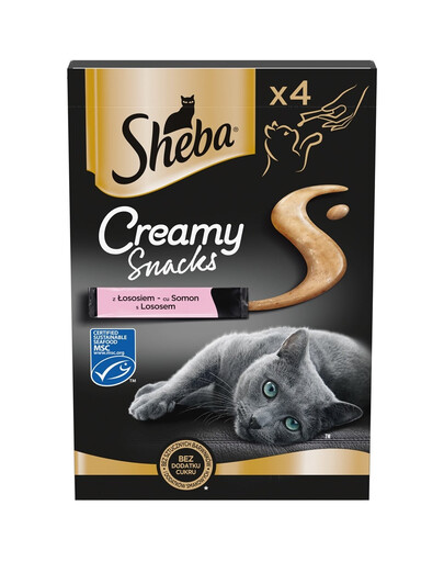SHEBA Creamy Snacks friandises crémeuses pour chat au saumon 4x12g