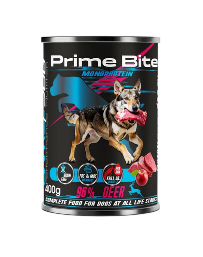 Prime Bite Jeleń z jabłkiem 400g mokra karma dla psów w każdym wieku