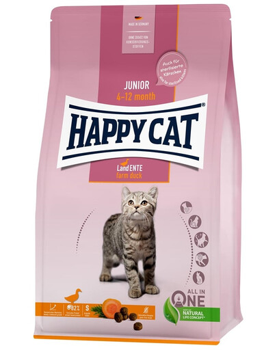 HAPPY CAT Junior Canard, croquettes pour chaton sans céreales 4 kg
