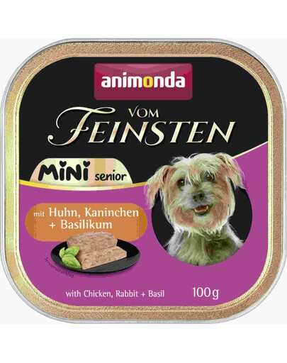 ANIMONDA Vom Feinsten Mini Senior kurczak i królik z bazylią 100g mokra karma dla starszych psów małych ras