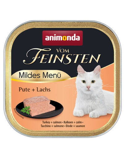 ANIMONDA Vom Feinsten Mild Menue Dinde et saumon, pâté pour chats 100g