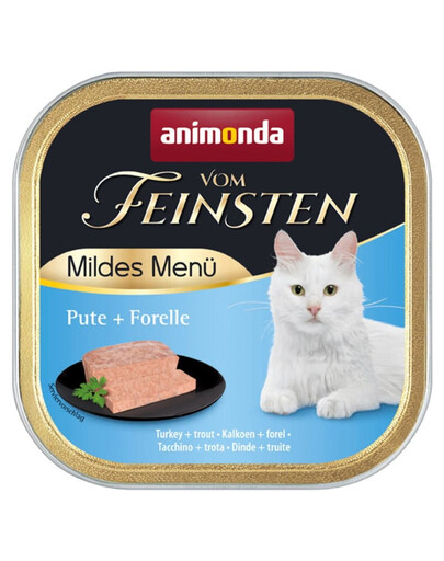 ANIMONDA Vom Feinsten Mild Menue Dinde et truite, pâté pour chats 100g