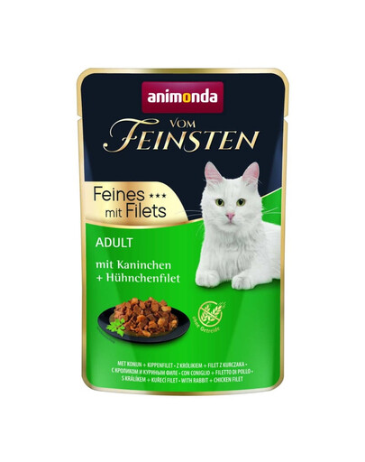 ANIMONDA Vom Feinsten Fines mit Filets Adult Lapin et filet de poulet, nourriture humide pour chats 85g
