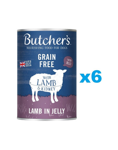 BUTCHER'S Original Recipe in Jelly, karma dla psa, kawałki z jagnięcina w galaretce, 6 x 400g