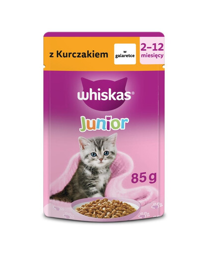 WHISKAS Junior au poulet en gelée nourriture humide pour chatons 85g