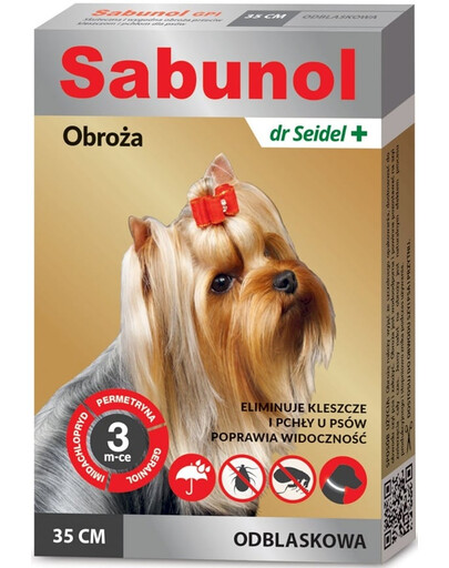 Sabunol Obroża odblaskowa dla psów przeciw pchłom i kleszczom 35 cm