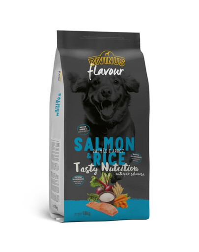 DIVINUS Flavour Dog au saumon et au riz, croquettes pour chien, 18 kg