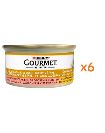 GOURMET Gold Saumon & poulet, pâtée pour chat 6×85 g