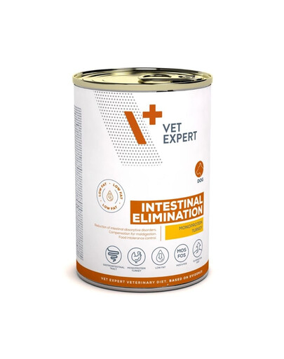 VET EXPERT Veterinary Diet Dog Intestinal Elimination Low Fat 400g indyk, lekkostrawna mokra karma dla psów z zaburzeniami trawiennymi