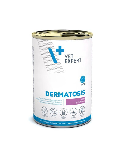 VET EXPERT Veterinary Diet Dog Dermatosis Agneau, potiron pâtée dermatologique pour chien 400 g