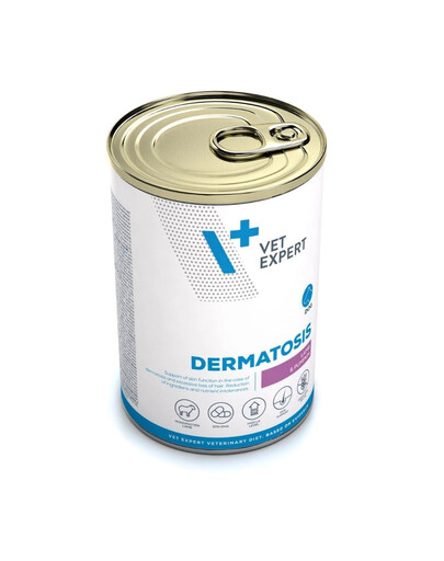 VET EXPERT Veterinary Diet Dog Dermatosis Agneau, potiron pâtée dermatologique pour chien 400 g