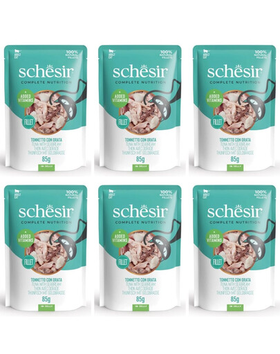 SCHESIR Tuńczyk z doradą w galaretce dla kotów 6x85 g