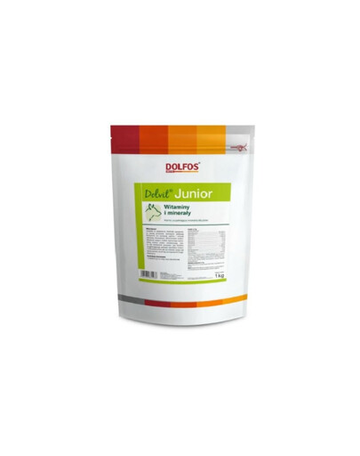 DOLFOS Dolvit Junior 1kg suplement mineralno-witaminowy w proszku dla szczeniąt i młodych psów
